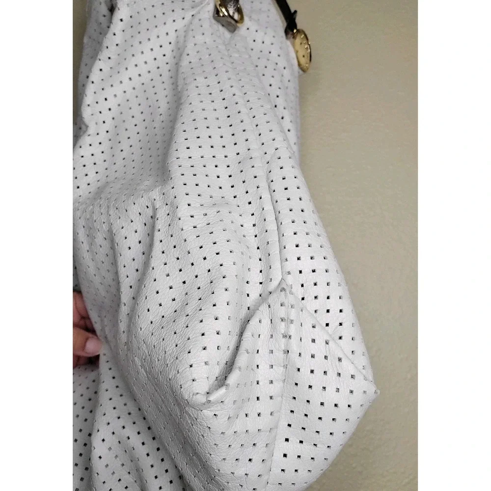 Laura Di Maggio Women's Leather Satchel Hobo Style Handbag Off White XL - Picture 6 of 14